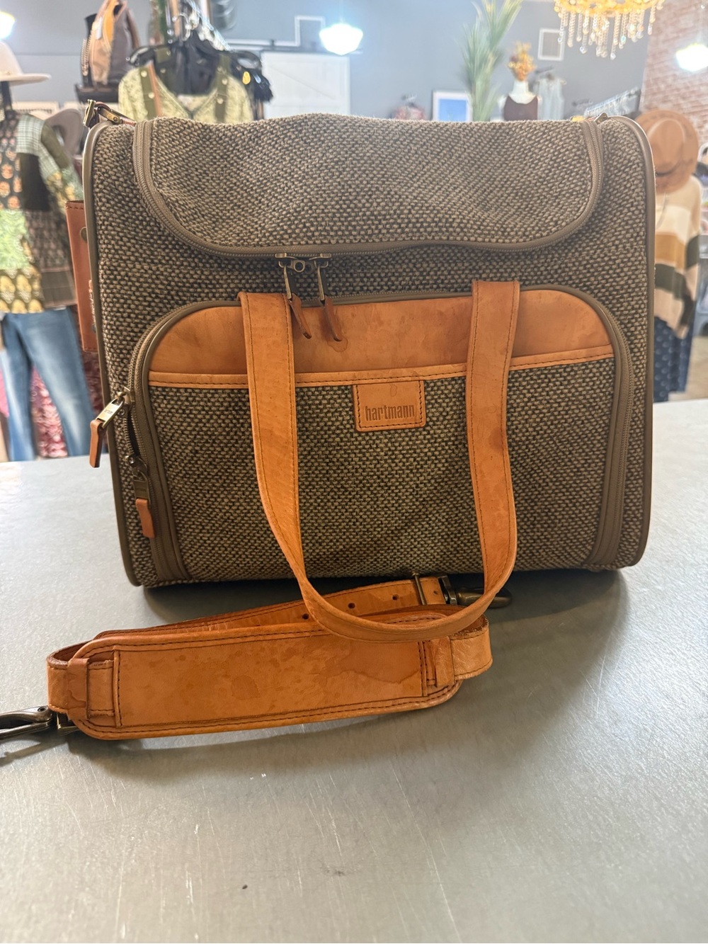 Hartmann Brown & Tan Canvas Duffel with Leather Trim